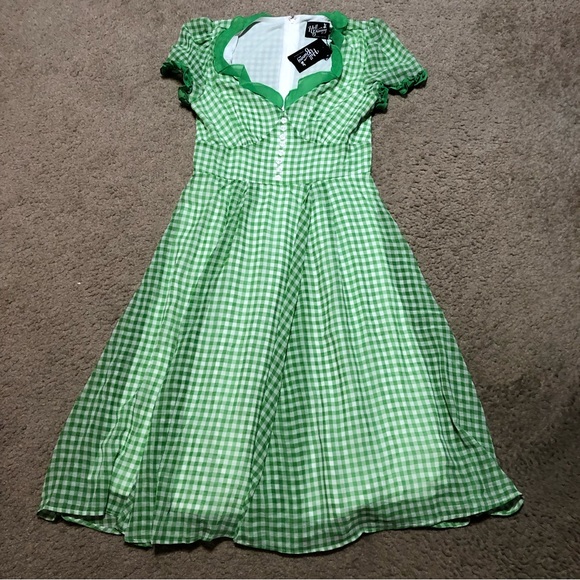 Hell Bunny Anne Marie Dress green Gingham - Picture 6 of 9